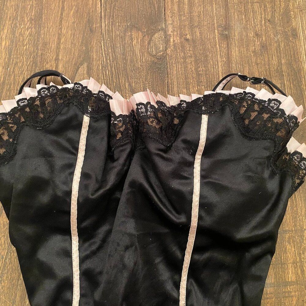 Vintage Victoria's Secret Lingerie Corset Top Lace 36C Black Color Lined Cups - Picture 3 of 6